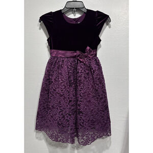 Jona Michelle Purple Velvet Sparkle Lace Holiday Formal Party Dress Size 6
